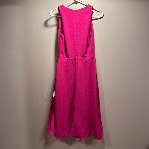 Dress The Population NWT Catalina Dress Bright Fuchsia VNeck Fit & Flare Midi S - Picture 7 of 16